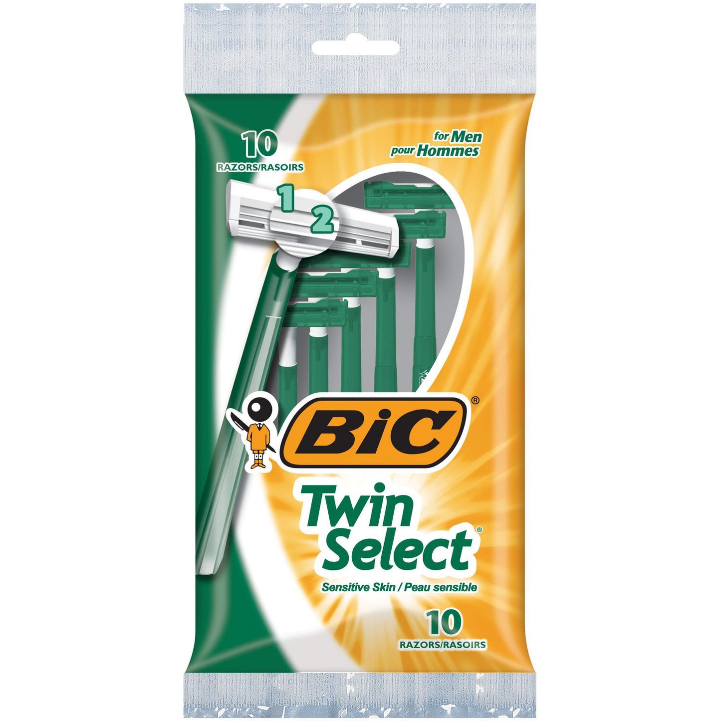 BIC Twin Select Sensitive Skin Men's Disposable Razor, 2-Blade (PK/10)